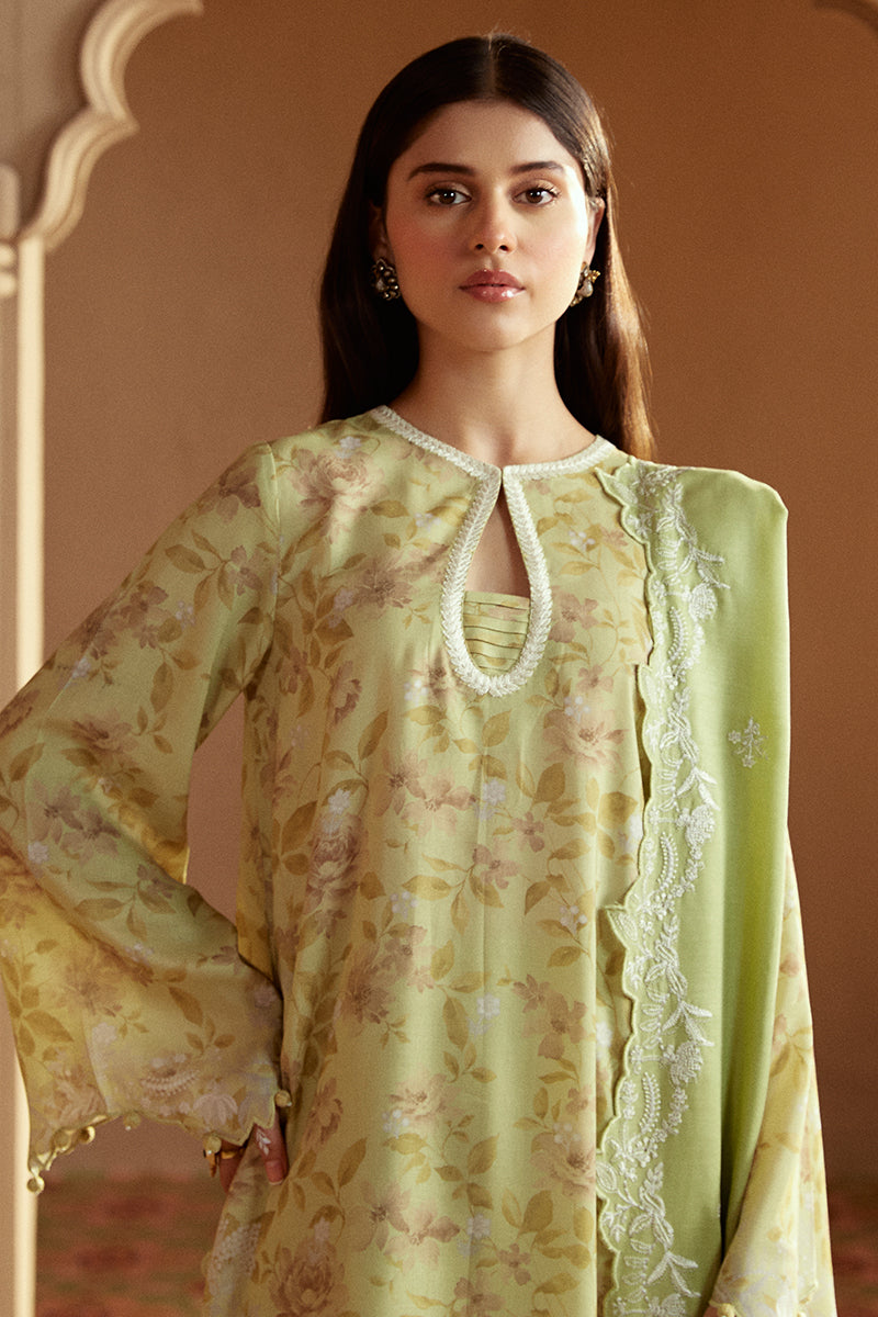 Cross Stitch Embroidered Linen Unstitched 3Pc Suit - Floral Charm