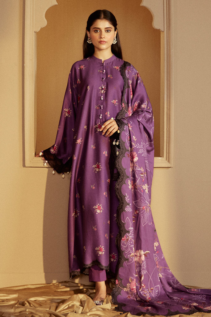 Cross Stitch Embroidered Marina Unstitched 3Pc Suit - Berry Garden