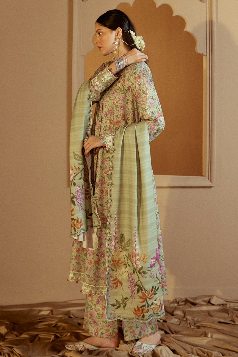 Cross Stitch Embroidered Marina Unstitched 3Pc Suit - Sage Bloom