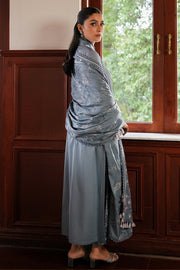Cross Stitch Satin De Luxe Embroidered Satin Unstitched 3Pc Suit D-01 Serenity Blue