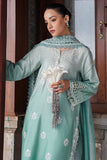 Cross Stitch Satin De Luxe Embroidered Satin Unstitched 3Pc Suit D-03 Aqua Melody