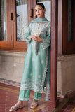 Cross Stitch Satin De Luxe Embroidered Satin Unstitched 3Pc Suit D-03 Aqua Melody