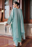 Cross Stitch Satin De Luxe Embroidered Satin Unstitched 3Pc Suit D-03 Aqua Melody