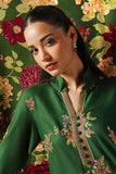 Cross Stitch Satin De Luxe Embroidered Satin Unstitched 3Pc Suit D-04 Green Oasis