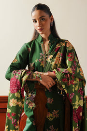Cross Stitch Satin De Luxe Embroidered Satin Unstitched 3Pc Suit D-04 Green Oasis