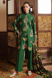 Cross Stitch Satin De Luxe Embroidered Satin Unstitched 3Pc Suit D-04 Green Oasis