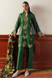 Cross Stitch Satin De Luxe Embroidered Satin Unstitched 3Pc Suit D-04 Green Oasis