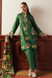 Cross Stitch Satin De Luxe Embroidered Satin Unstitched 3Pc Suit D-04 Green Oasis