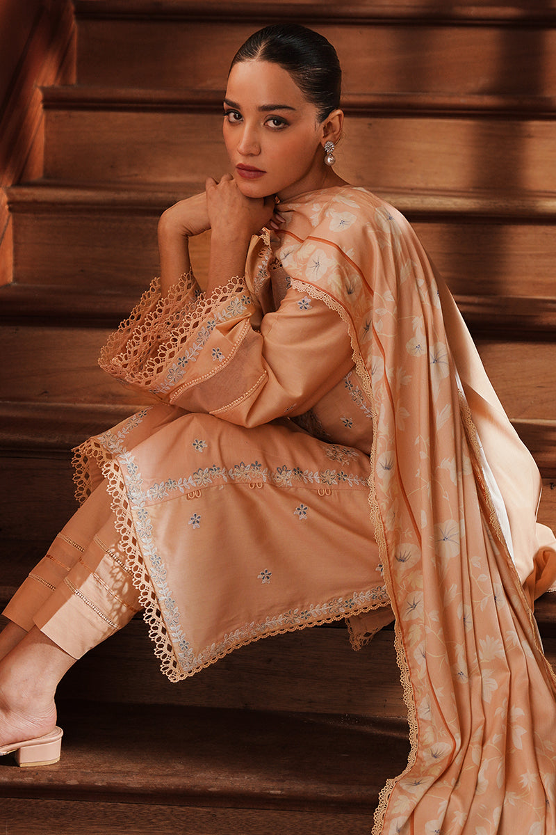 Cross Stitch Satin De Luxe Embroidered Satin Unstitched 3Pc Suit D-05 Coral Charm