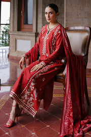 Cross Stitch Satin De Luxe Embroidered Satin Unstitched 3Pc Suit D-06 Ruby Whisper