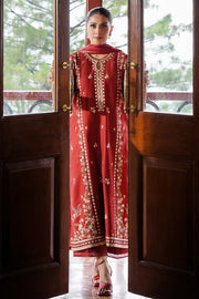 Cross Stitch Satin De Luxe Embroidered Satin Unstitched 3Pc Suit D-06 Ruby Whisper