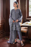 Cross Stitch Satin De Luxe Embroidered Satin Unstitched 3Pc Suit D-07 Indigo Bloom