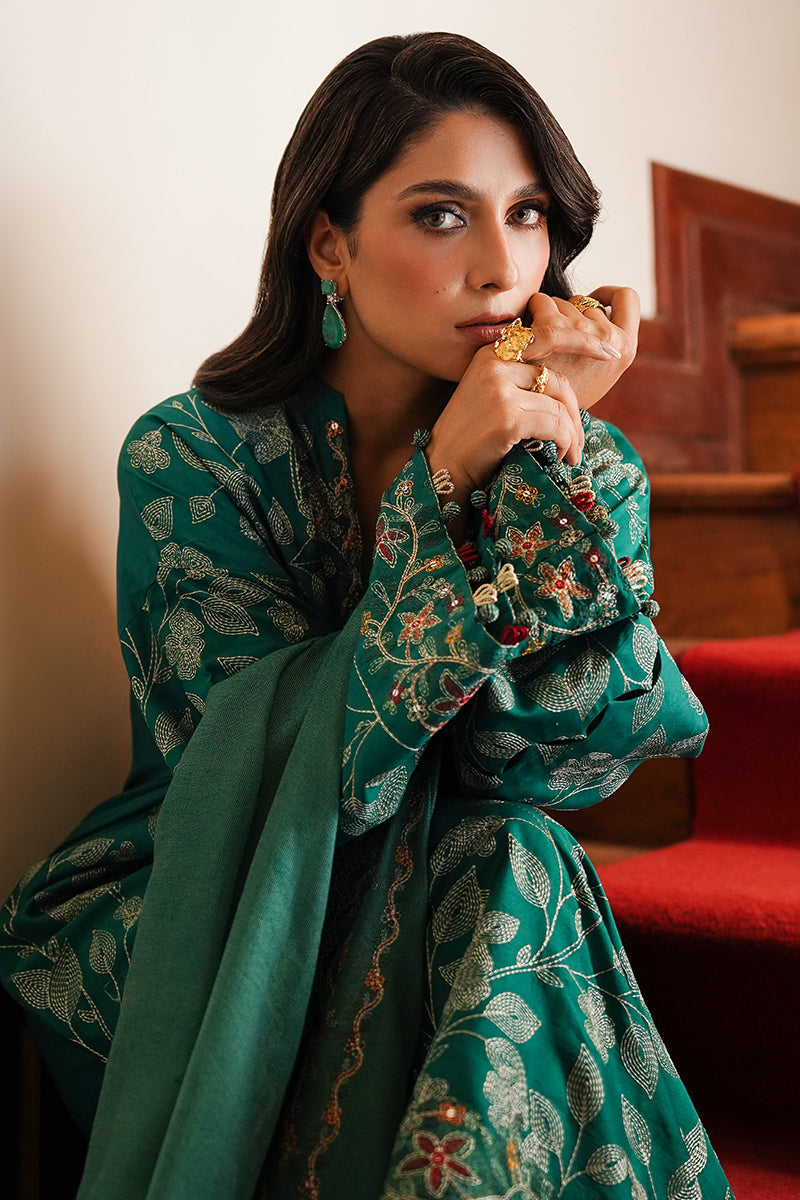 Cross Stitch Satin De Luxe Embroidered Satin Unstitched 3Pc Suit D-10 Verdant Haven