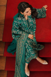Cross Stitch Satin De Luxe Embroidered Satin Unstitched 3Pc Suit D-10 Verdant Haven