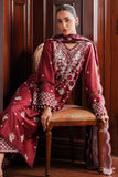 Cross Stitch Satin De Luxe Embroidered Satin Unstitched 3Pc Suit D-11 Deep Berry