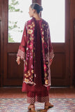 Cross Stitch Satin De Luxe Embroidered Satin Unstitched 3Pc Suit D-11 Deep Berry