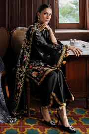 Cross Stitch Satin De Luxe Embroidered Satin Unstitched 3Pc Suit D-12 Raven Blossom