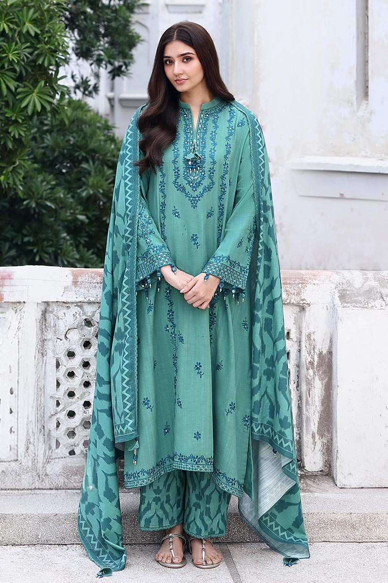 Cross Stitch Embroidered Khaddar Unstitched 3Pc Suit D-06 Fleur Whisper