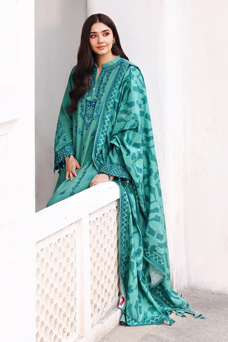 Cross Stitch Embroidered Khaddar Unstitched 3Pc Suit D-06 Fleur Whisper