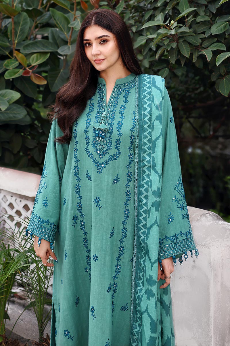 Cross Stitch Embroidered Khaddar Unstitched 3Pc Suit D-06 Fleur Whisper