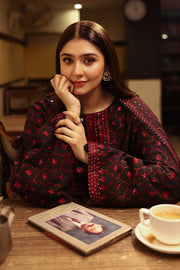 Cross Stitch Embroidered Khaddar Unstitched 3Pc Suit D-04 Garnet Grace