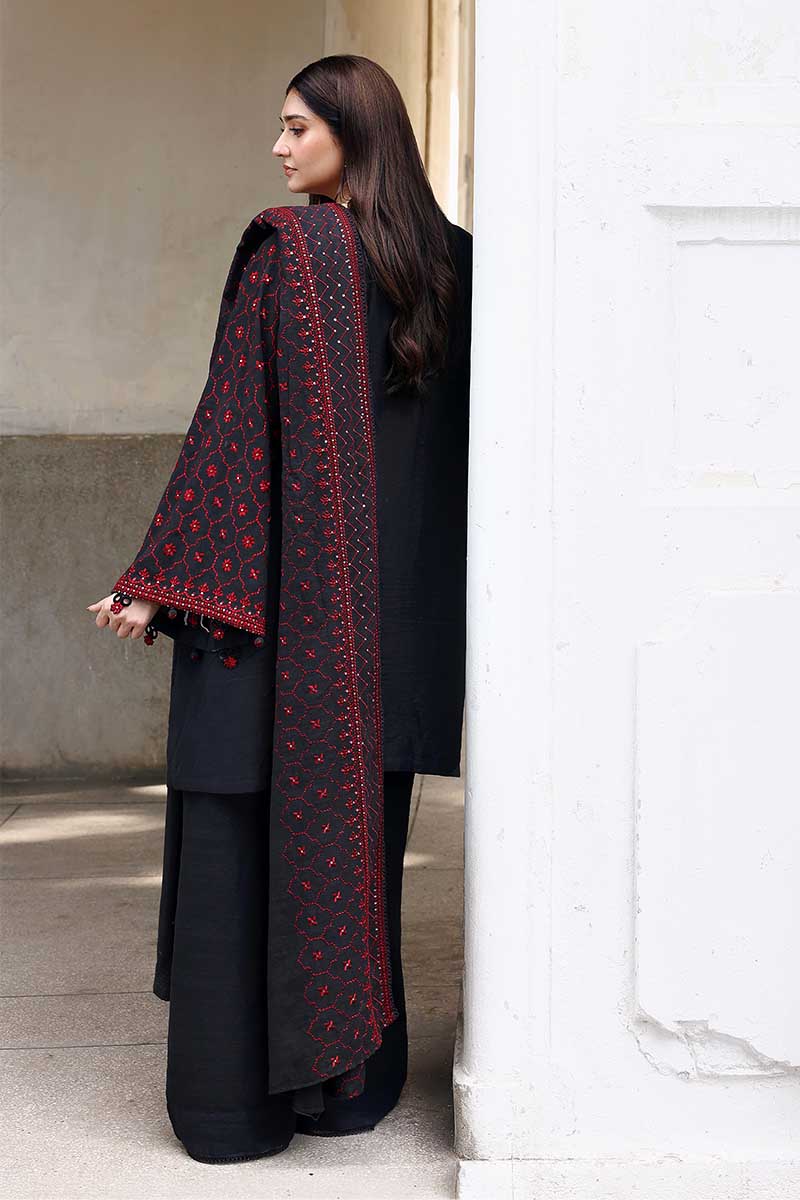 Cross Stitch Embroidered Khaddar Unstitched 3Pc Suit D-04 Garnet Grace