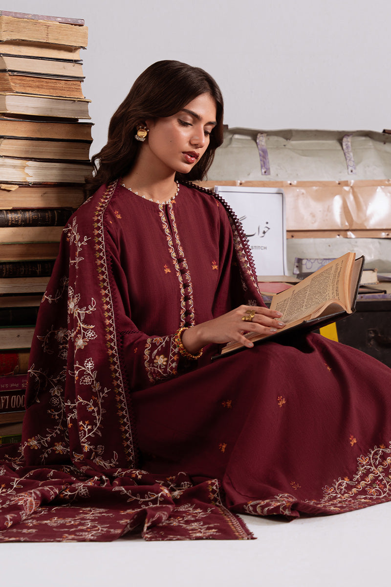 Cross Stitch Embroidered Khaddar Unstitched 3Pc Suit D-13 Woven Elegance