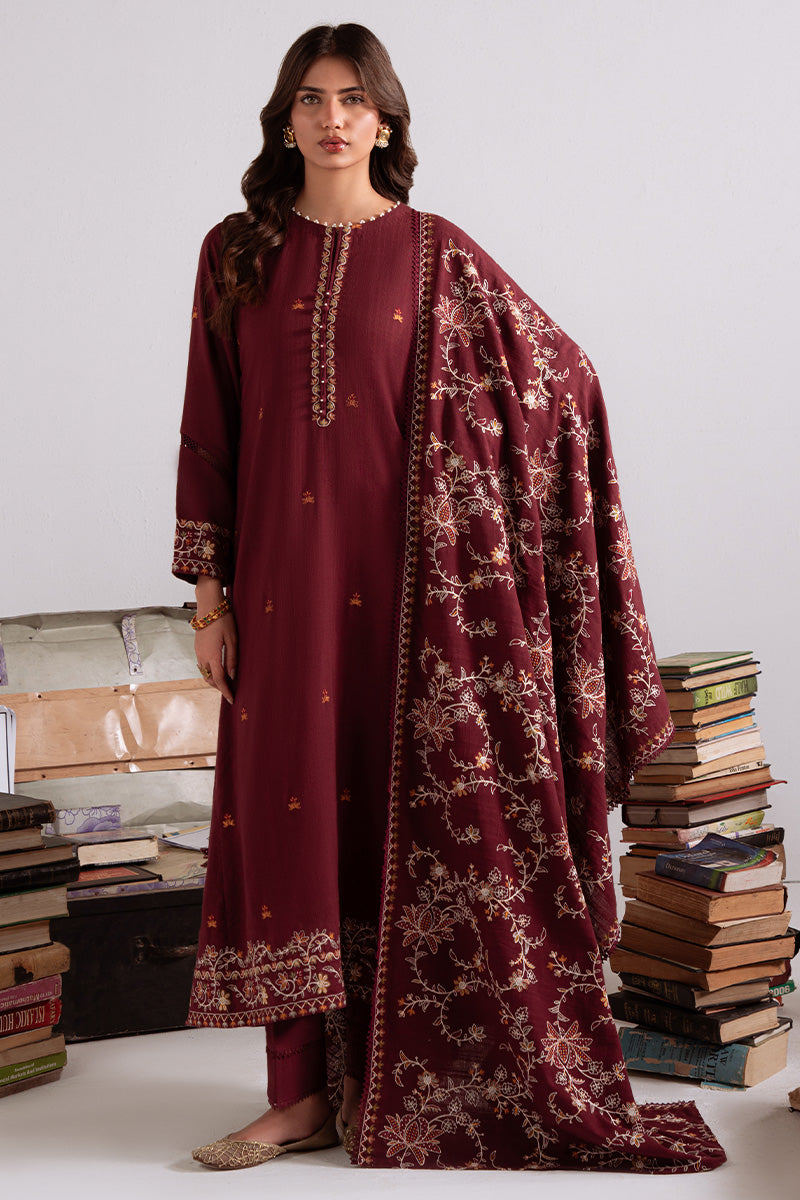 Cross Stitch Embroidered Khaddar Unstitched 3Pc Suit D-13 Woven Elegance