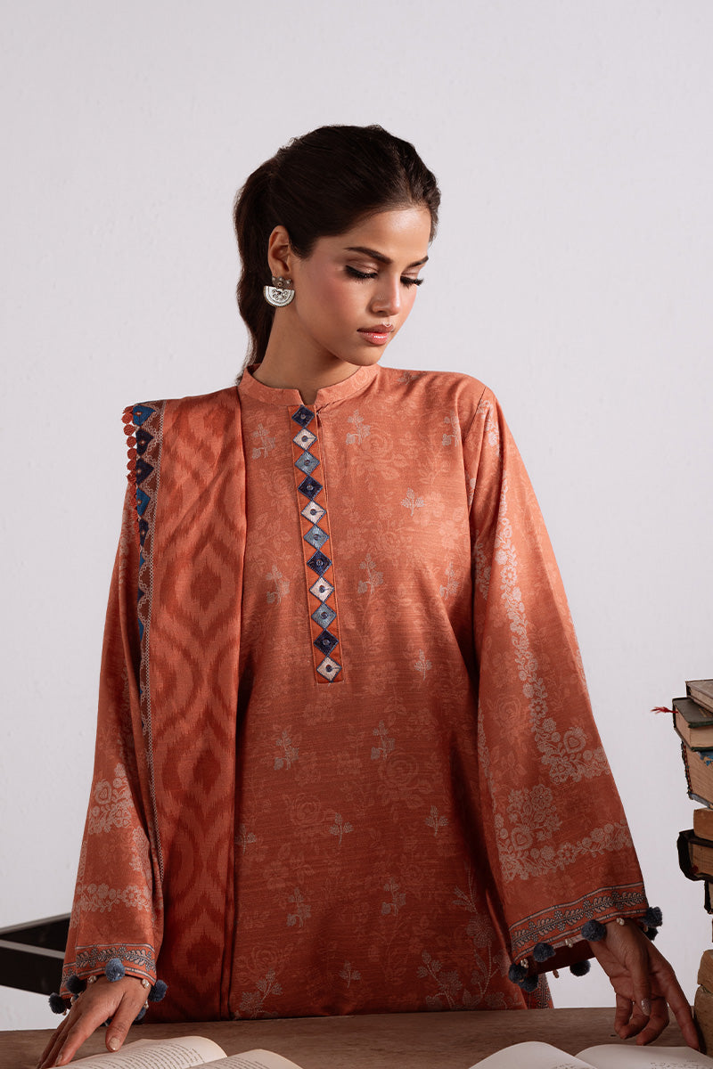 Cross Stitch Embroidered Khaddar Unstitched 3Pc Suit D-22 Amber Mirage