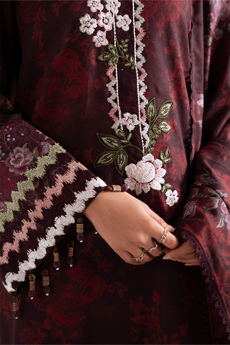Cross Stitch Embroidered Khaddar Unstitched 3Pc Suit D-23 Floral Melody