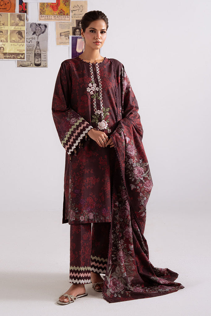 Cross Stitch Embroidered Khaddar Unstitched 3Pc Suit D-23 Floral Melody