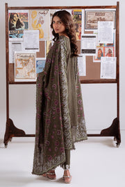Cross Stitch Embroidered Khaddar Unstitched 3Pc Suit D-20 Olive Charm