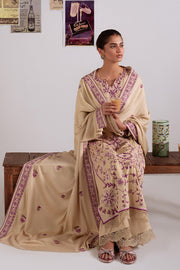 Cross Stitch Embroidered Linen Unstitched 3Pc Suit D-15 Fawn Radiance