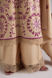 Cross Stitch Embroidered Linen Unstitched 3Pc Suit D-15 Fawn Radiance