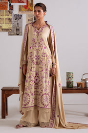 Cross Stitch Embroidered Linen Unstitched 3Pc Suit D-15 Fawn Radiance