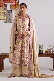 Cross Stitch Embroidered Linen Unstitched 3Pc Suit D-15 Fawn Radiance