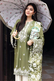 Cross Stitch Embroidered Linen Unstitched 3Pc Suit D-03 Moss Reverie