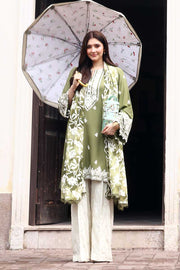 Cross Stitch Embroidered Linen Unstitched 3Pc Suit D-03 Moss Reverie
