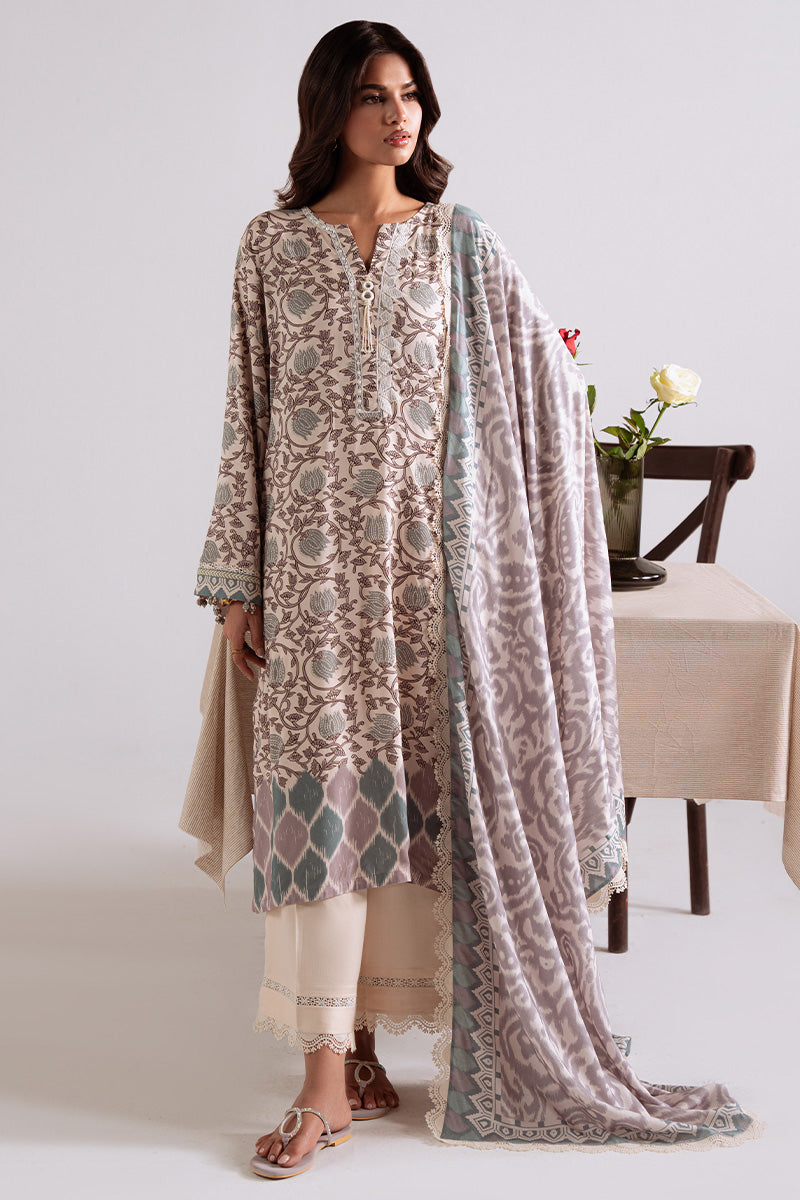 Cross Stitch Embroidered Linen Unstitched 3Pc Suit D-25 Iznik Bloom