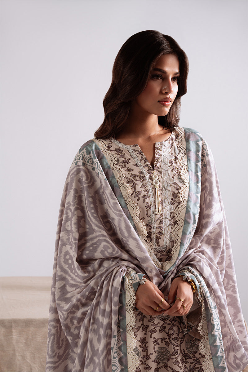 Cross Stitch Embroidered Linen Unstitched 3Pc Suit D-25 Iznik Bloom