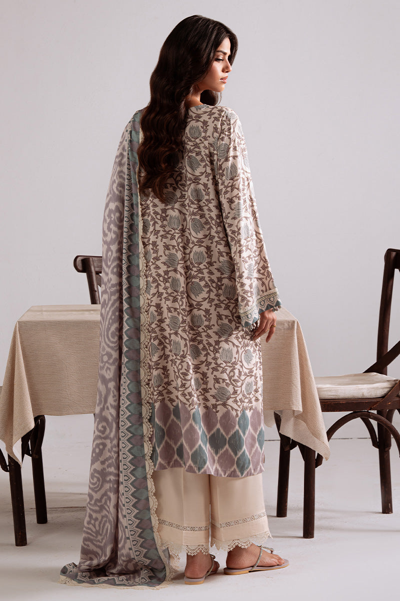 Cross Stitch Embroidered Linen Unstitched 3Pc Suit D-25 Iznik Bloom