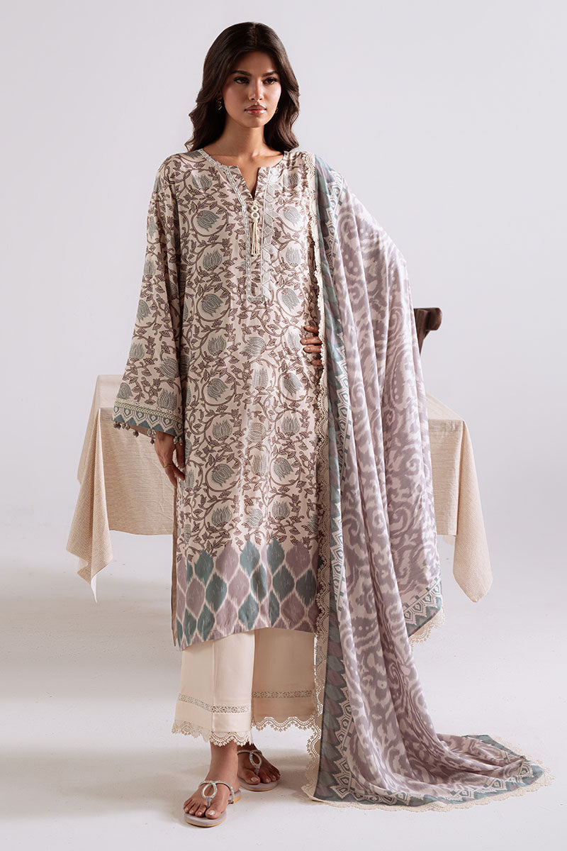 Cross Stitch Embroidered Linen Unstitched 3Pc Suit D-25 Iznik Bloom