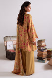 Cross Stitch Embroidered Linen Unstitched 3Pc Suit D-14 Mustard Orchid