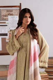 Cross Stitch Embroidered Linen Unstitched 3Pc Suit D-21 Sage Garland