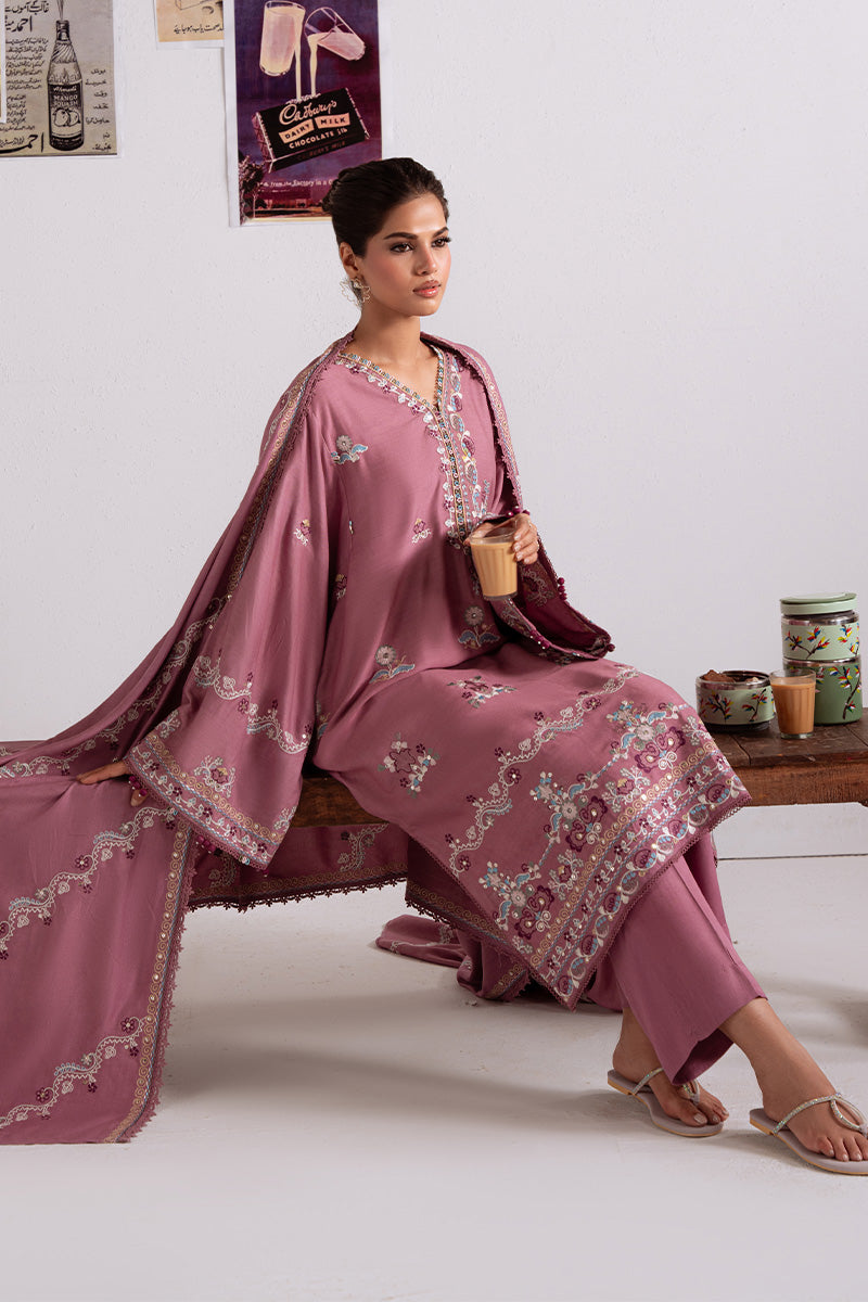 Cross Stitch Embroidered Marina Unstitched 3Pc Suit D-16 Petal Dust