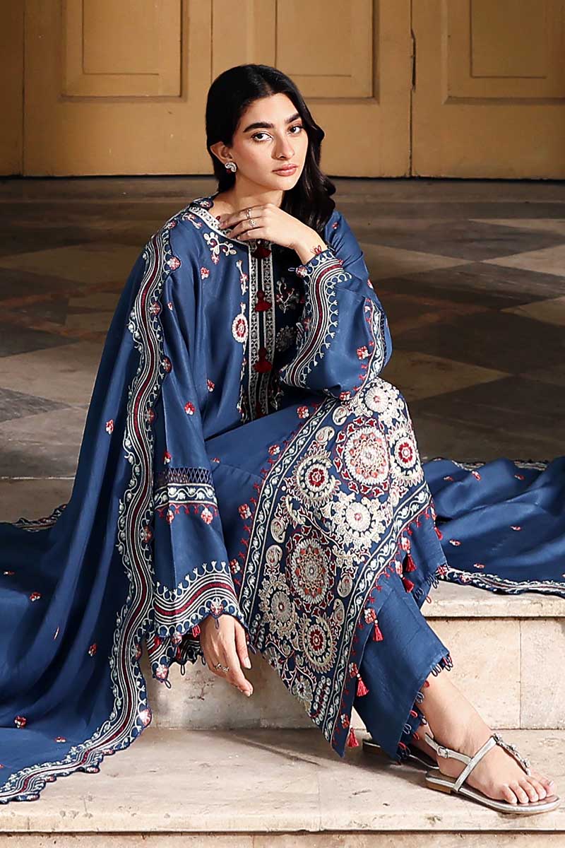 Cross Stitch Embroidered Marina Unstitched 3Pc Suit D-07 Moonlit Garden