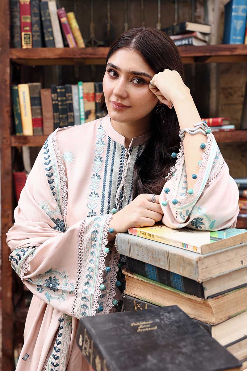 Cross Stitch Embroidered Marina Unstitched 3Pc Suit D-01 Subtle Maze