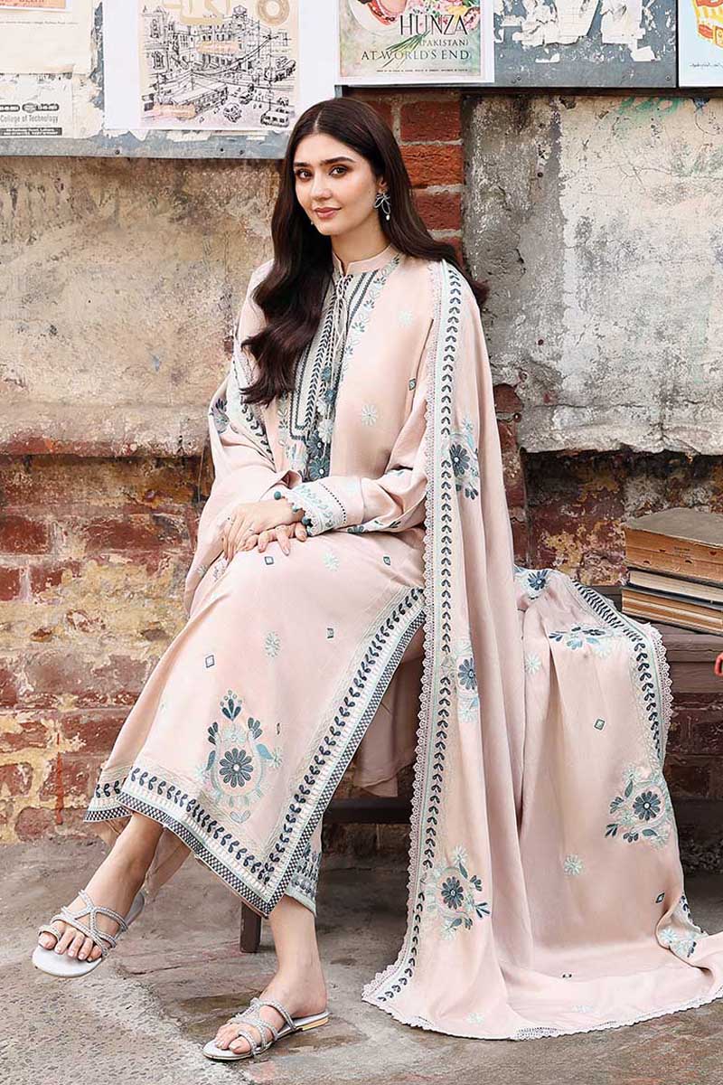 Cross Stitch Embroidered Marina Unstitched 3Pc Suit D-01 Subtle Maze