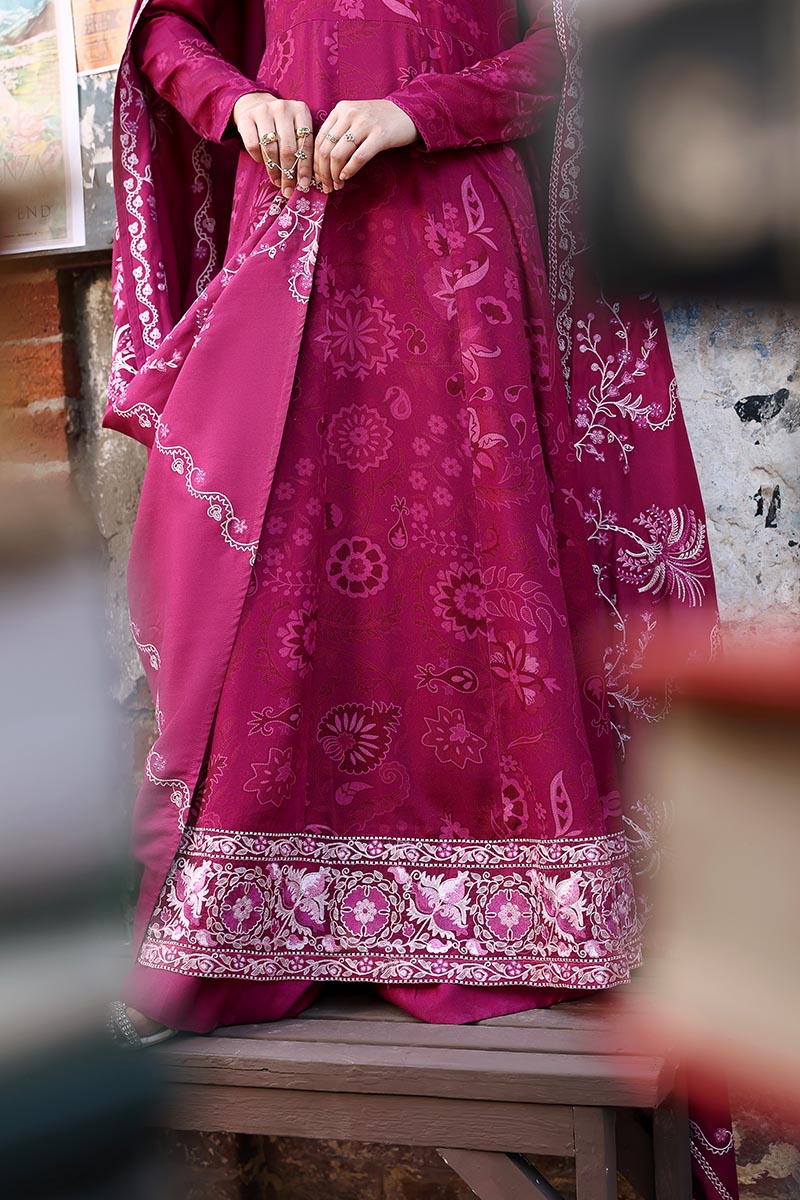 Cross Stitch Embroidered Marina Unstitched 3Pc Suit D-11 Fuchsia Thread
