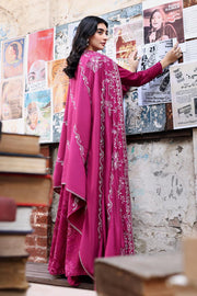 Cross Stitch Embroidered Marina Unstitched 3Pc Suit D-11 Fuchsia Thread